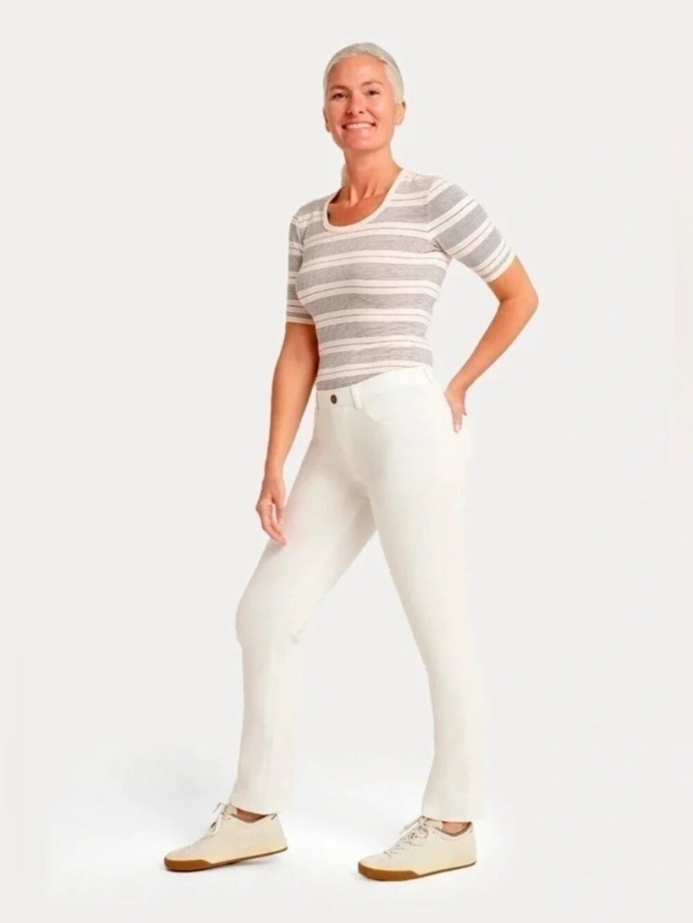 New Betabrand White Straight 4 Pocket Yoga Denim Jeans Large
